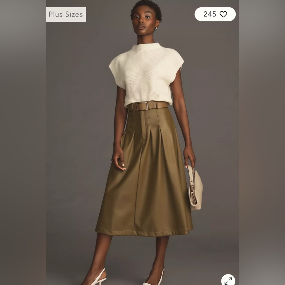 Anthropologie Olive A-Line Skirt